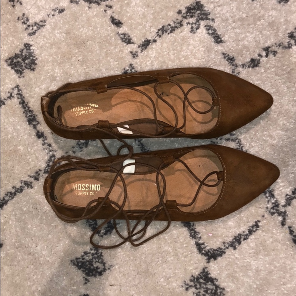Lace up brown flats